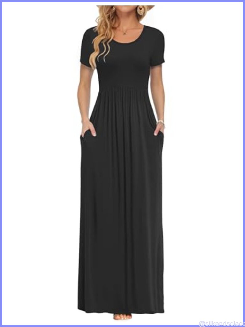 Women's Casual Maxi Dress Short Sleeve Loose Swing Summer Long Dress